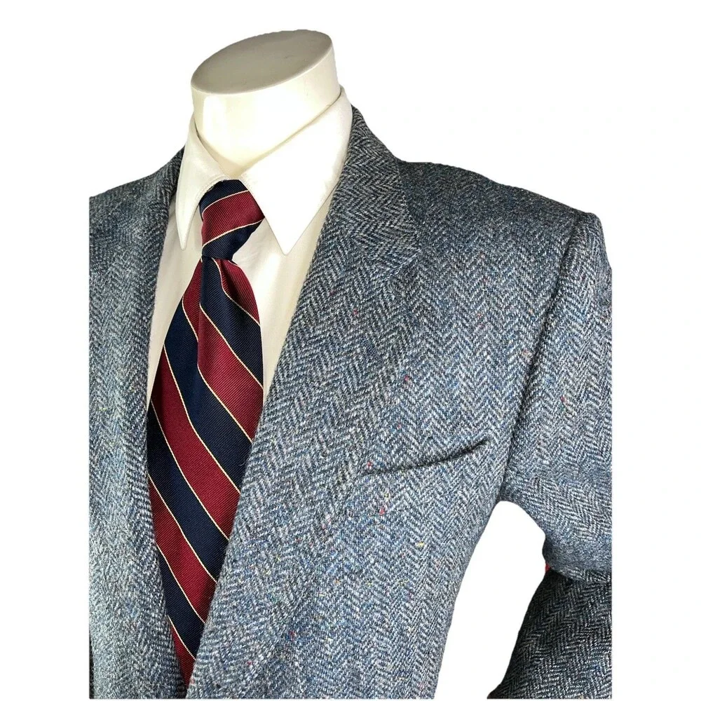 Donelgal Tweed Irish Wool Blazer Men 42R Herringbone Sports Coat Wellington